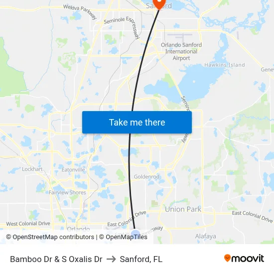 Bamboo Dr & S Oxalis Dr to Sanford, FL map