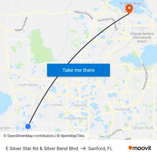 E Silver Star Rd & Silver Bend Blvd to Sanford, FL map