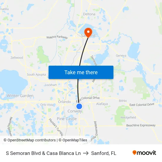 S Semoran Blvd & Casa Blanca Ln to Sanford, FL map
