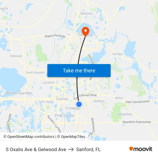 S Oxalis Ave & Gelwood Ave to Sanford, FL map