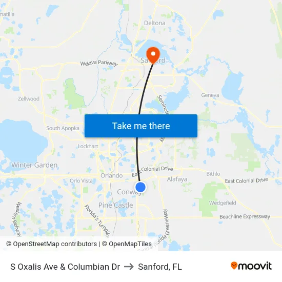 S Oxalis Ave & Columbian Dr to Sanford, FL map