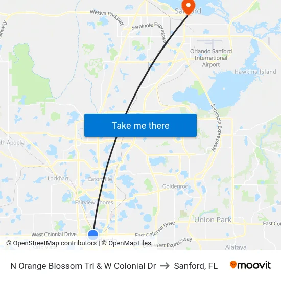 N Orange Blossom Trl & W Colonial Dr to Sanford, FL map