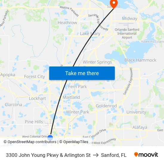 3300 John Young Pkwy & Arlington St to Sanford, FL map