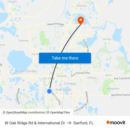 W Oak Ridge Rd & International Dr to Sanford, FL map