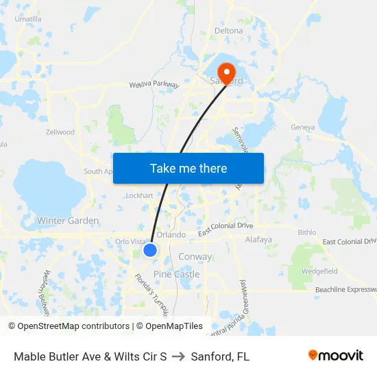 Mable Butler Ave & Wilts Cir S to Sanford, FL map