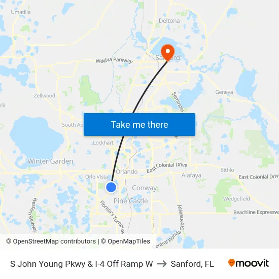 S John Young Pkwy & I-4 Off Ramp W to Sanford, FL map