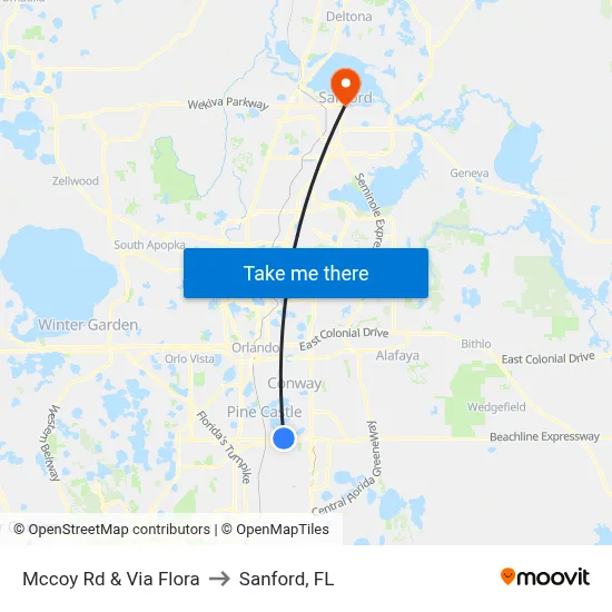 Mccoy Rd & Via Flora to Sanford, FL map