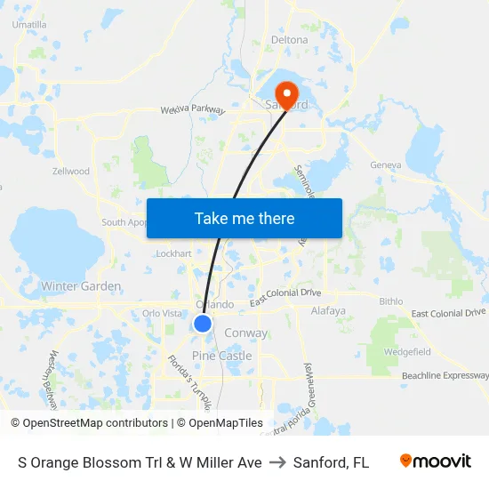 S Orange Blossom Trl & W Miller Ave to Sanford, FL map