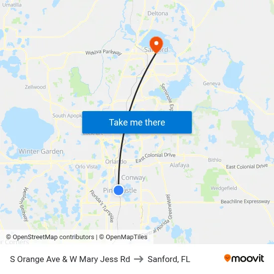 S Orange Ave & W Mary Jess Rd to Sanford, FL map