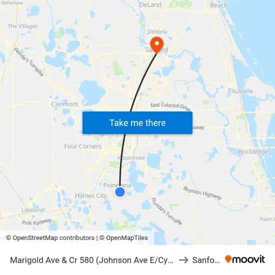 Marigold Ave & Cr 580 (Johnson Ave E/Cypress Pkwy/Marion Cre to Sanford, FL map