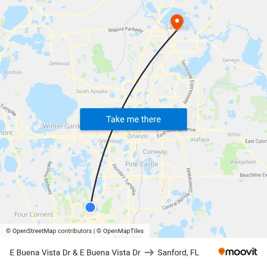 E Buena Vista Dr & E Buena Vista Dr to Sanford, FL map