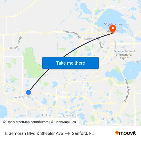 E Semoran Blvd & Sheeler Ave to Sanford, FL map