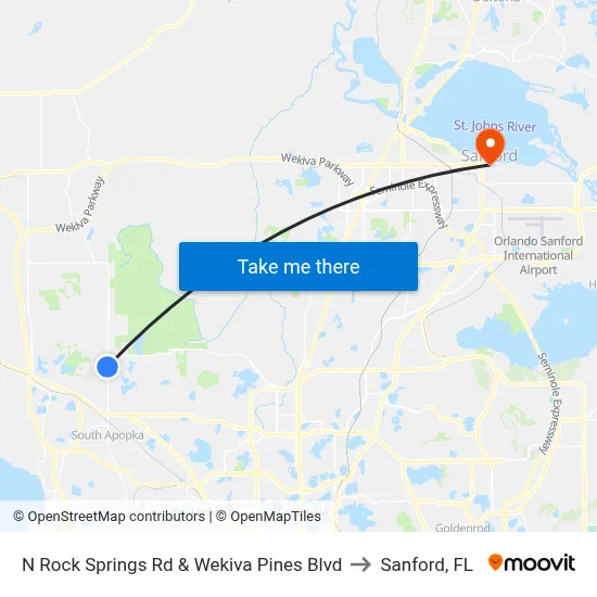 N Rock Springs Rd & Wekiva Pines Blvd to Sanford, FL map