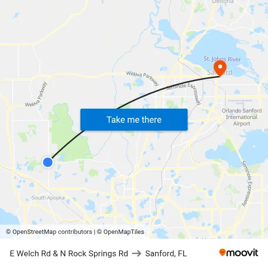 E Welch Rd & N Rock Springs Rd to Sanford, FL map