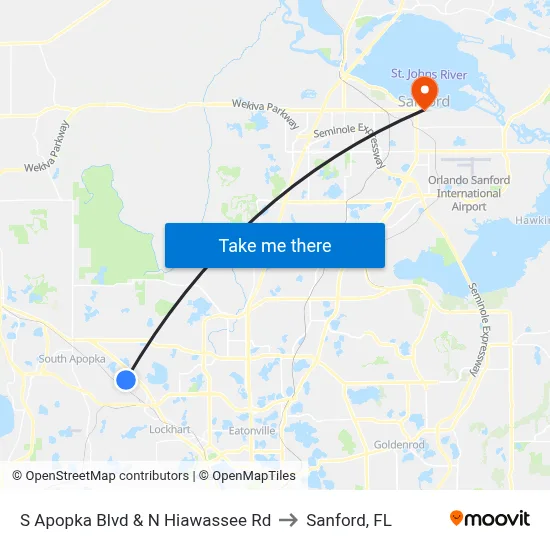S Apopka Blvd & N Hiawassee Rd to Sanford, FL map