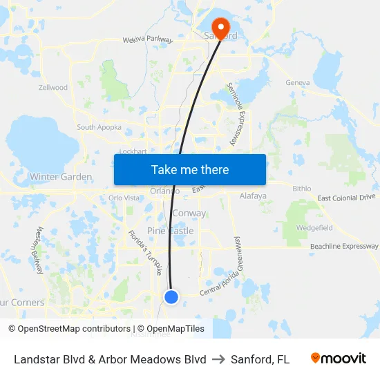 Landstar Blvd & Arbor Meadows Blvd to Sanford, FL map