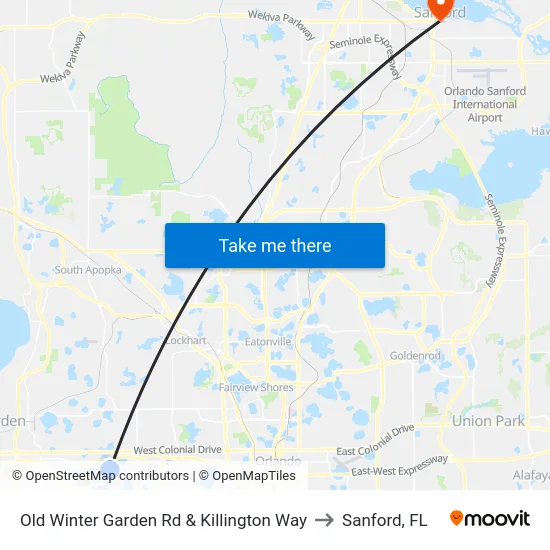Old Winter Garden Rd & Killington Way to Sanford, FL map