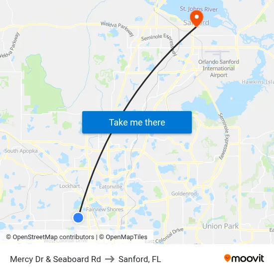 Mercy Dr & Seaboard Rd to Sanford, FL map