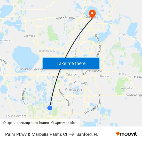 Palm Pkwy & Marbella Palms Ct to Sanford, FL map