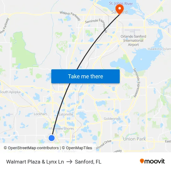 Walmart Plaza & Lynx Ln to Sanford, FL map