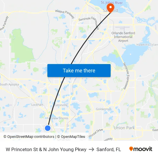 W Princeton St & N John Young Pkwy to Sanford, FL map