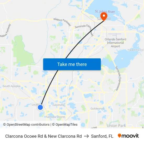 Clarcona Ocoee Rd & New Clarcona Rd to Sanford, FL map