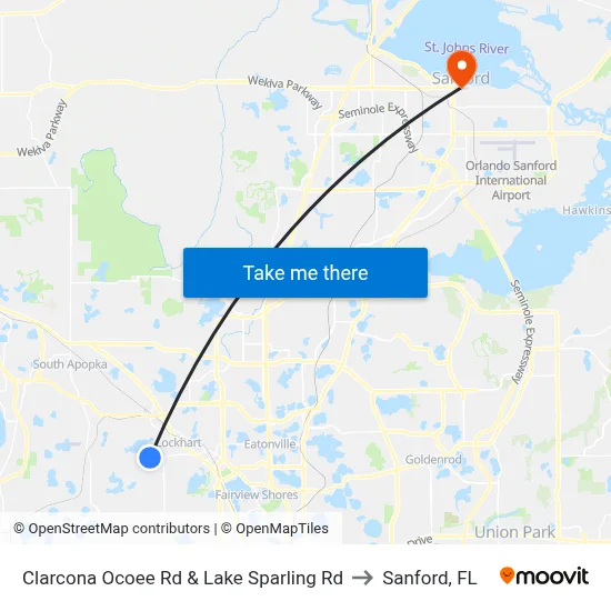 Clarcona Ocoee Rd & Lake Sparling Rd to Sanford, FL map