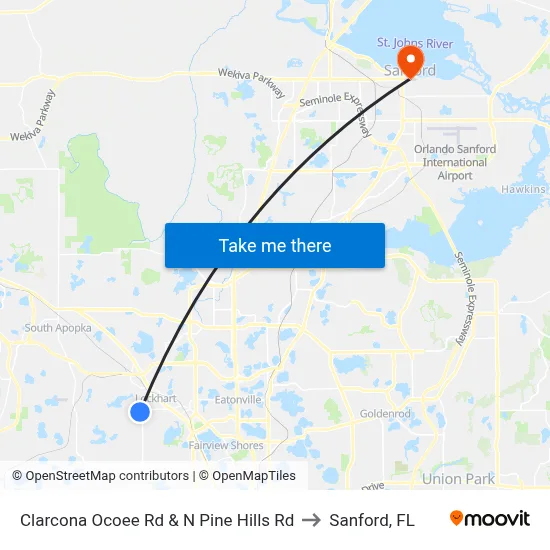 Clarcona Ocoee Rd & N Pine Hills Rd to Sanford, FL map