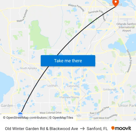 Old Winter Garden Rd & Blackwood Ave to Sanford, FL map