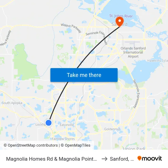 Magnolia Homes Rd & Magnolia Pointe Ln to Sanford, FL map