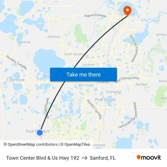 Town Center Blvd & Us Hwy 192 to Sanford, FL map