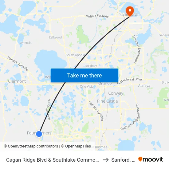 Cagan Ridge Blvd & Southlake Commons Dr to Sanford, FL map
