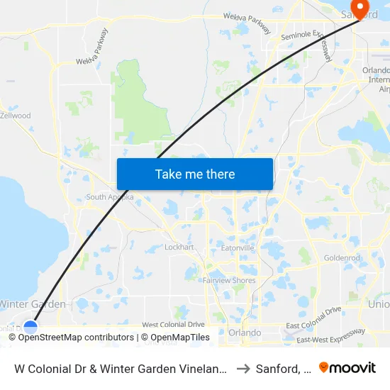W Colonial Dr & Winter Garden Vineland Rd to Sanford, FL map