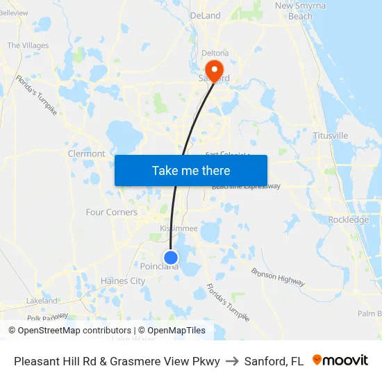 Pleasant Hill Rd & Grasmere View Pkwy to Sanford, FL map