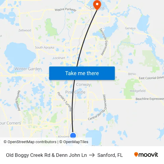 Old Boggy Creek Rd & Denn John Ln to Sanford, FL map