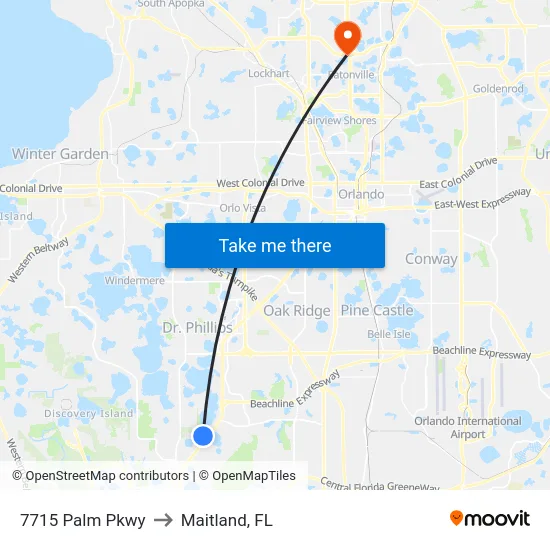 7715 Palm Pkwy to Maitland, FL map