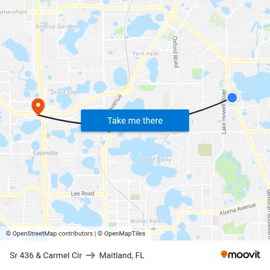Sr 436 & Carmel Cir to Maitland, FL map