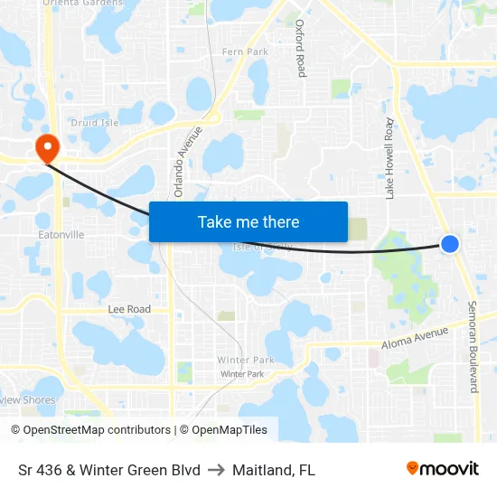 Sr 436 & Winter Green Blvd to Maitland, FL map