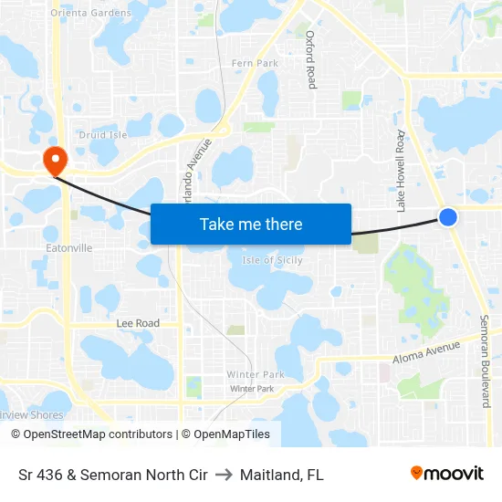Sr 436 & Semoran North Cir to Maitland, FL map