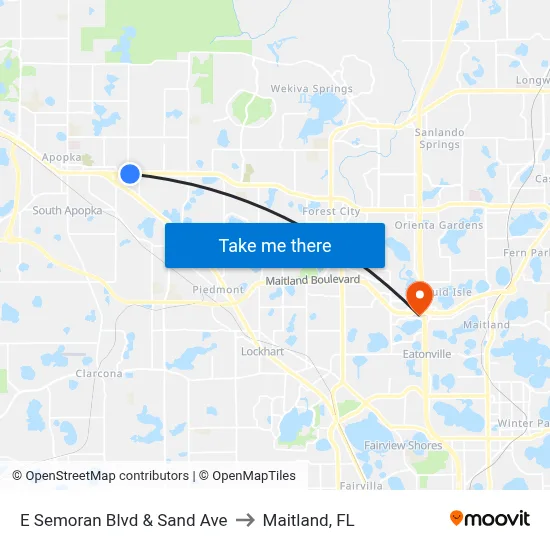 E Semoran Blvd & Sand Ave to Maitland, FL map