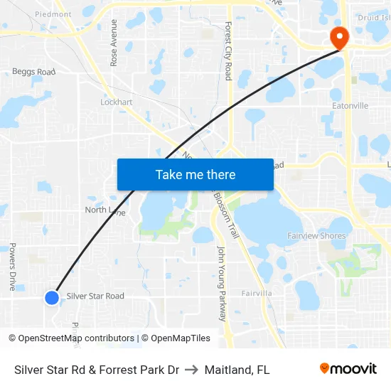 Silver Star Rd & Forrest Park Dr to Maitland, FL map