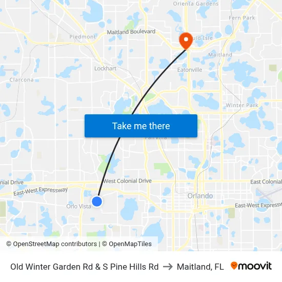 Old Winter Garden Rd & S Pine Hills Rd to Maitland, FL map