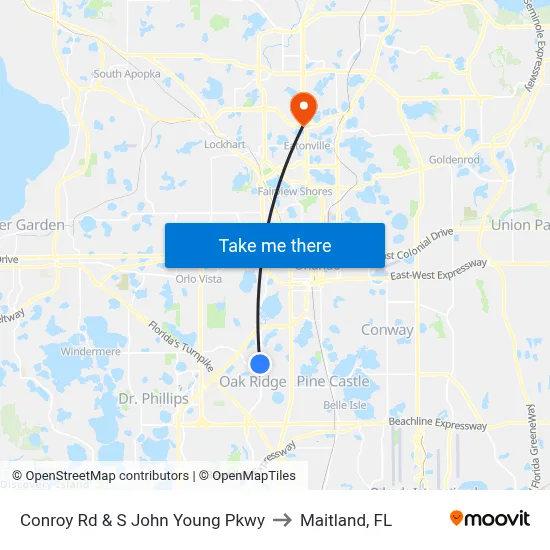 Conroy Rd & S John Young Pkwy to Maitland, FL map