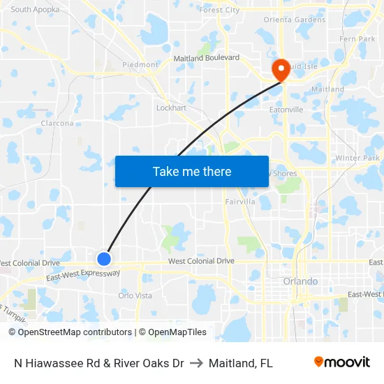 N Hiawassee Rd & River Oaks Dr to Maitland, FL map