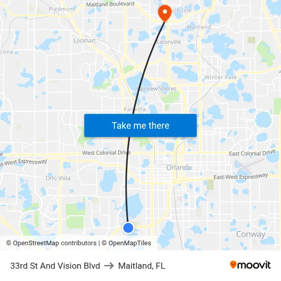 33rd St And Vision Blvd to Maitland, FL map