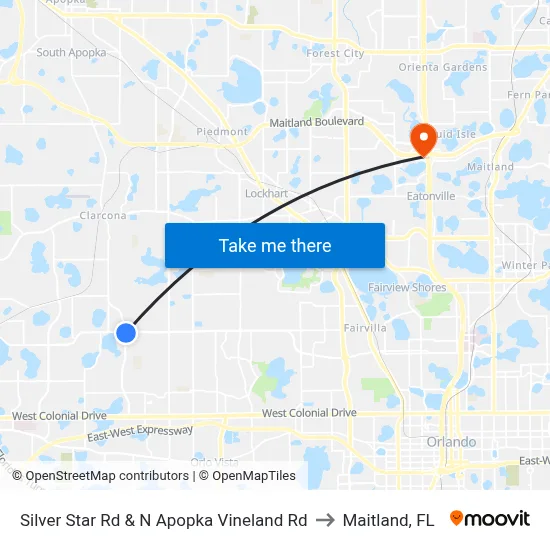 Silver Star Rd & N Apopka Vineland Rd to Maitland, FL map