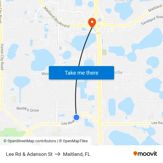 Lee Rd & Adanson St to Maitland, FL map