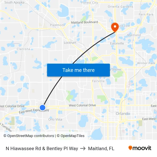 N Hiawassee Rd & Bentley Pl Way to Maitland, FL map