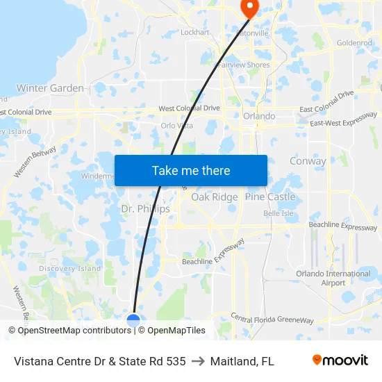 Vistana Centre Dr & State Rd 535 to Maitland, FL map