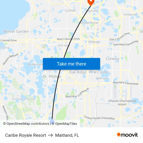 Caribe Royale Resort to Maitland, FL map